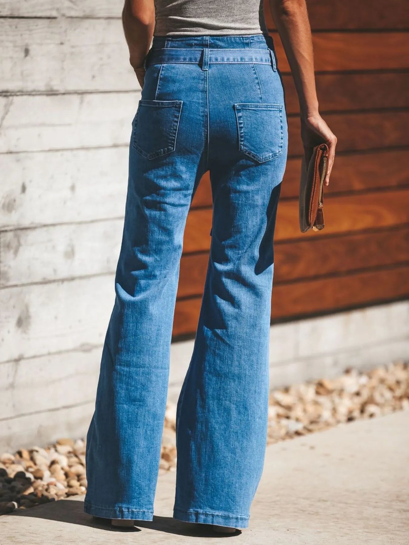 High-Waisted Tie-Front Flare Jeans 