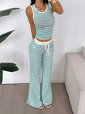 Striped Tank Top and Flare Pants Set 