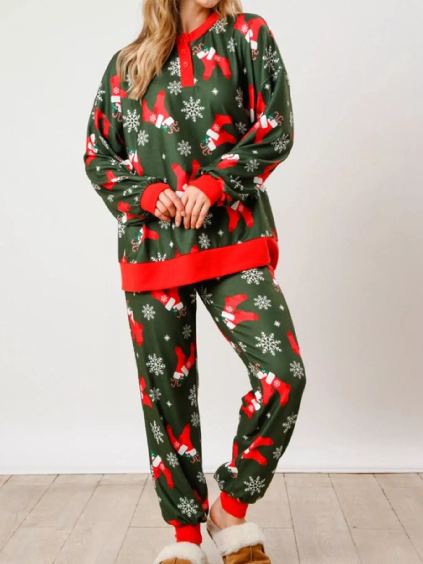 Christmas Long Sleeve Top and Pants Lounge Set Lingerie & Nightwear