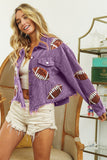 BiBi Football Sequin Embroidery Washed Corduroy Jacket 