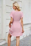 Tied Button Up Short Sleeve Mini Shirt Dress Dresses
