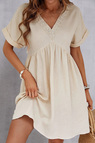 V-Neck Short Sleeve Dress Dresses