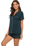 Printed Button Up Short Sleeve Top and Shorts Lounge Set Lingerie & Nightwear