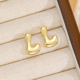 18K Gold-Plated Bubble Letter Stud Earrings 