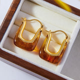 Resin Copper U Shape Earrings 