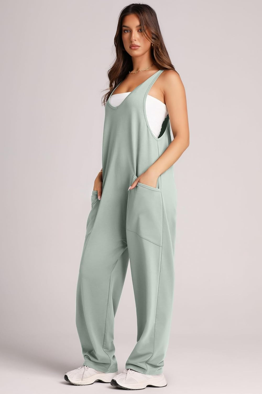 Lovelet Wide Strap Jumpsuit with Pockets 
