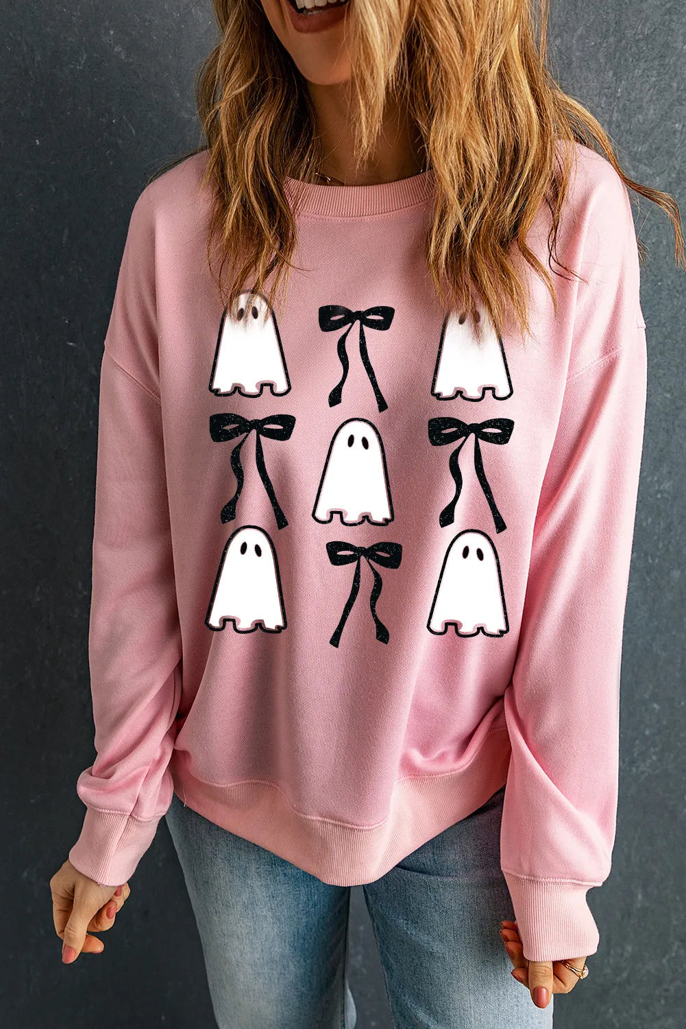 Ghost & Bow Round Neck Long Sleeve Sweatshirt 