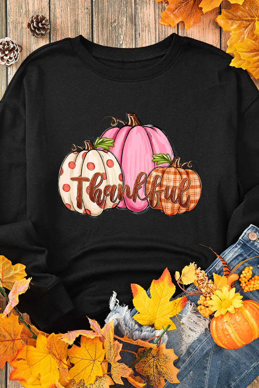 Pumpkin Graphic Round Neck Dropped Shoulder Sweatshirt 