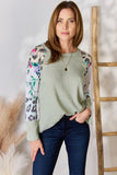 Hailey & Co Full Size Printed Round Neck Blouse 