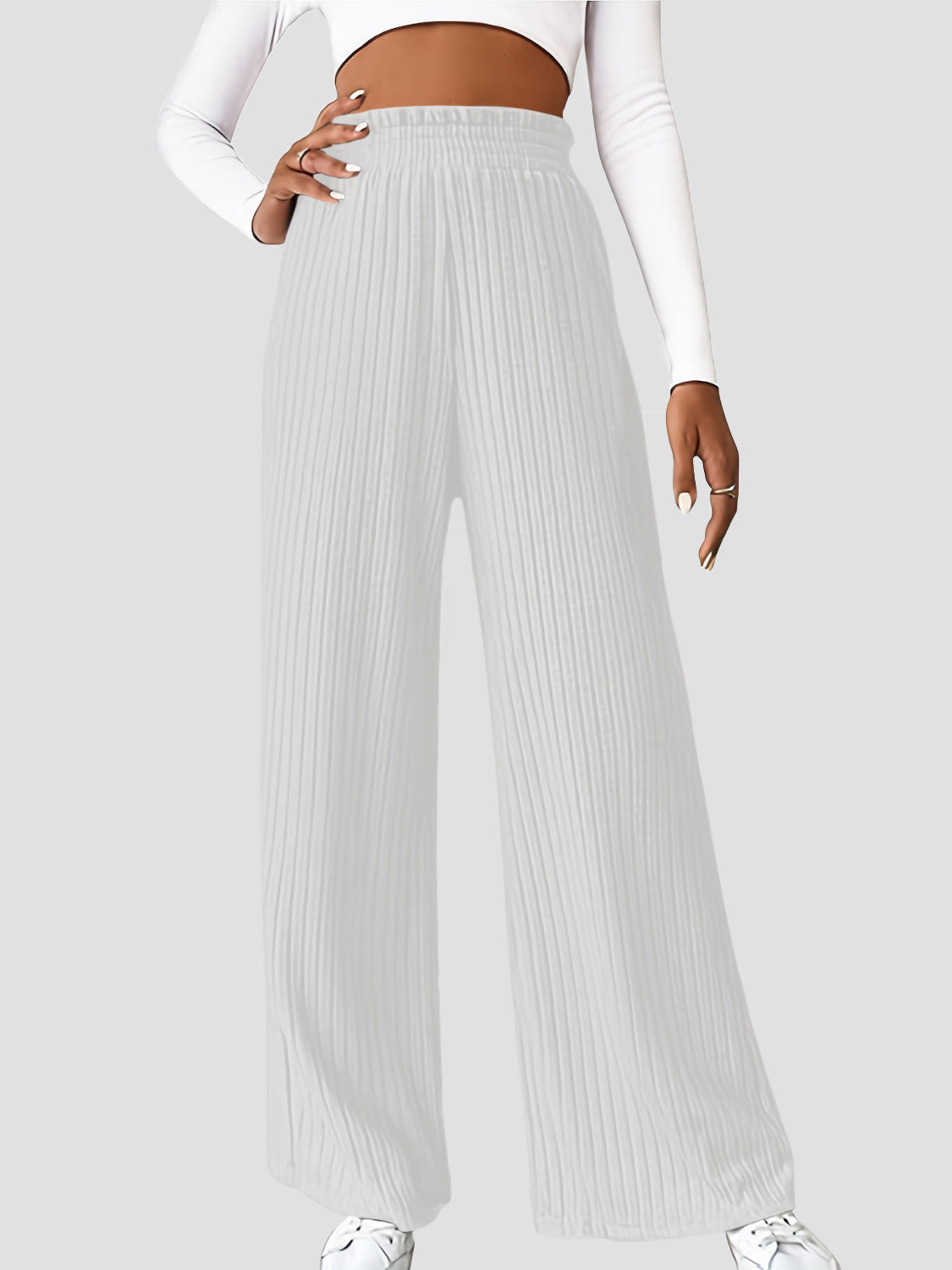 Ribbed High Waist Pants Flares