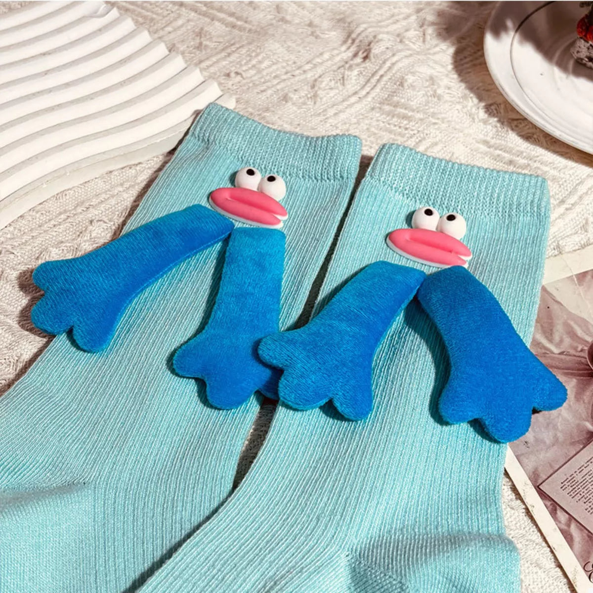Cartoon Ribbed Knit Crew Socks Lingerie & Nightwear