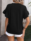 Mandy Ruffled Round Neck Short Sleeve Blouse 