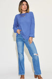 Basic Bae Full Size Ribbed Round Neck Long Sleeve T-Shirt Sweaters & Cardigans