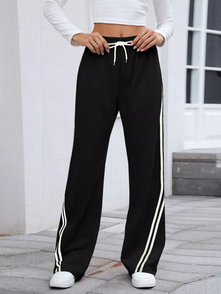 Side Striped Wide Leg Pants 