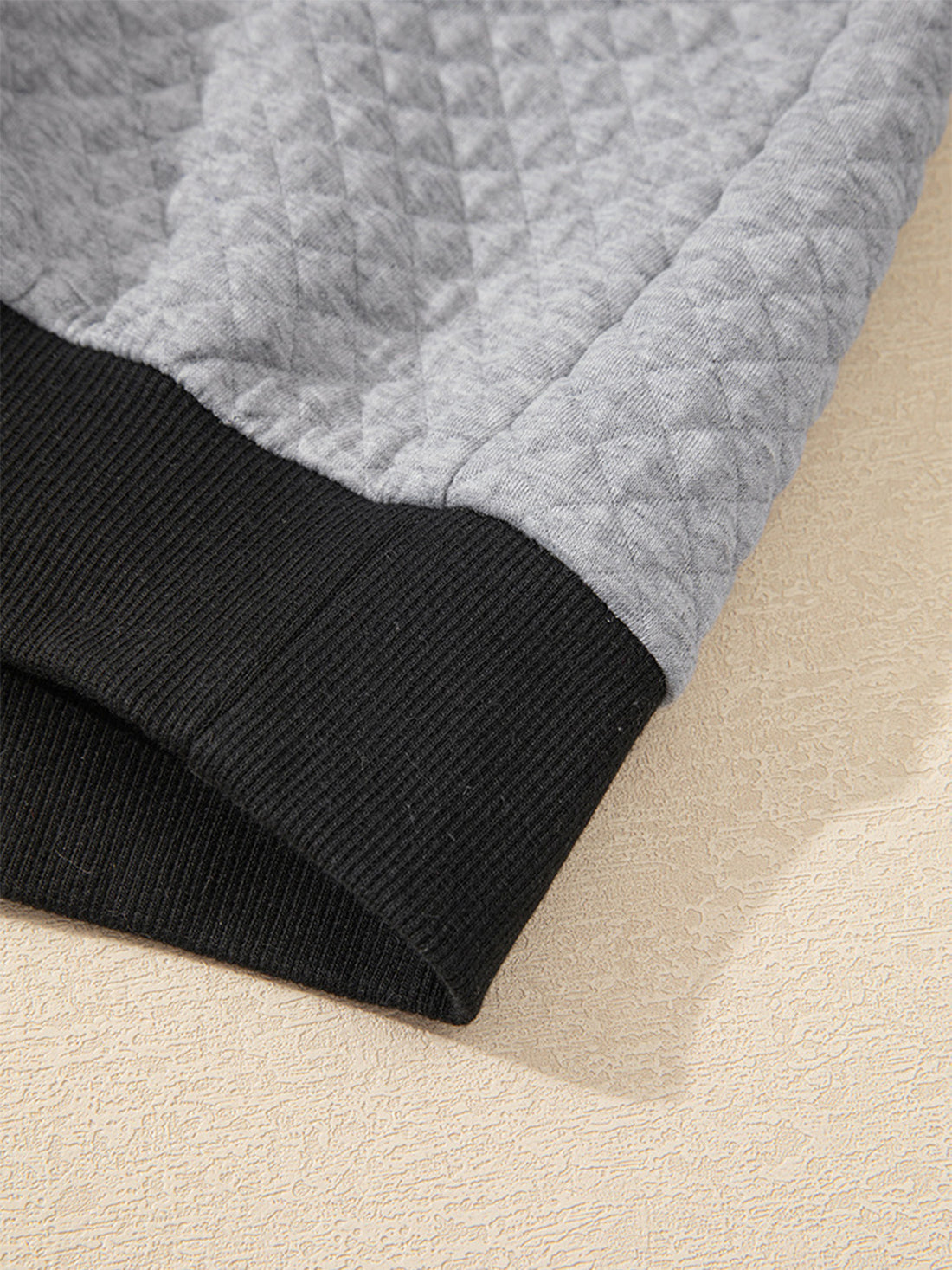 Texture Quarter Button Long Sleeve Sweatshirt 