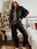 Leopard Round Neck Sweatshirt and Pants Lounge Set Lingerie & Nightwear