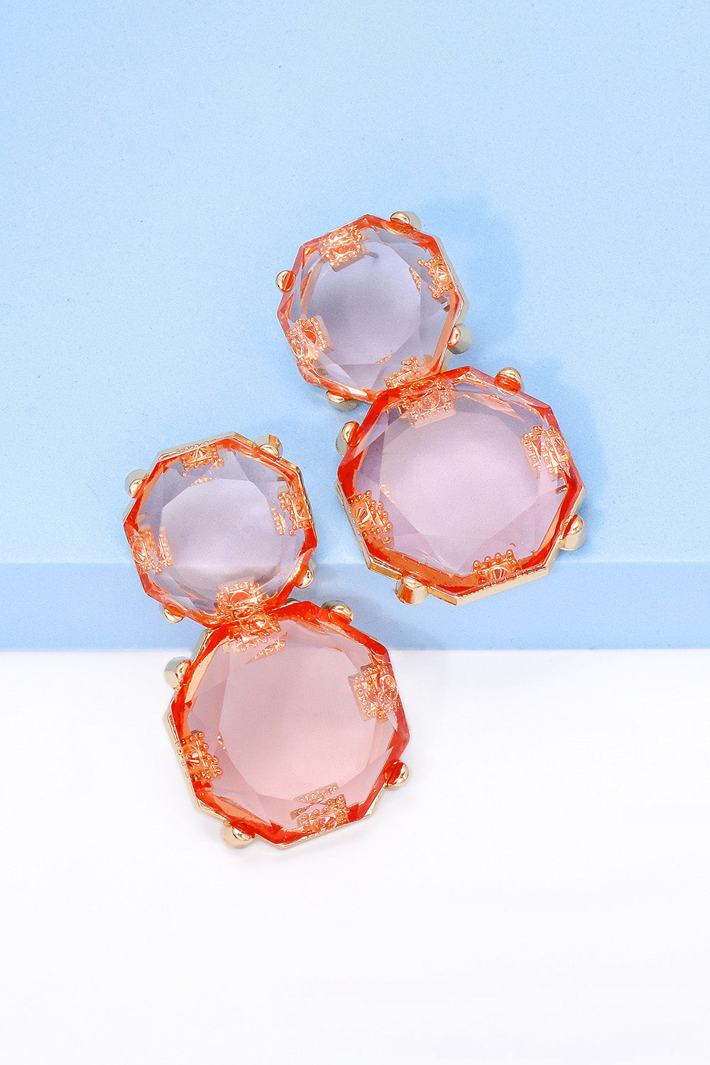 Geometrical Shape Zinc Alloy Frame Dangle Earrings 