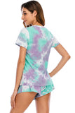 Tie-Dye Round Neck Short Sleeve Top and Shorts Lounge Set Lingerie & Nightwear