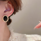Alloy Gemstone Stud Earrings 