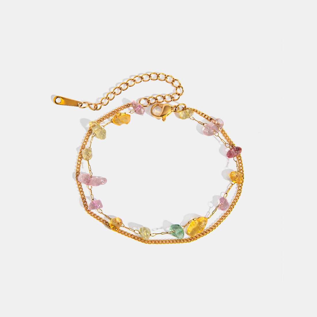 Stainless Steel Natural Stone Double Layered Bracelet 