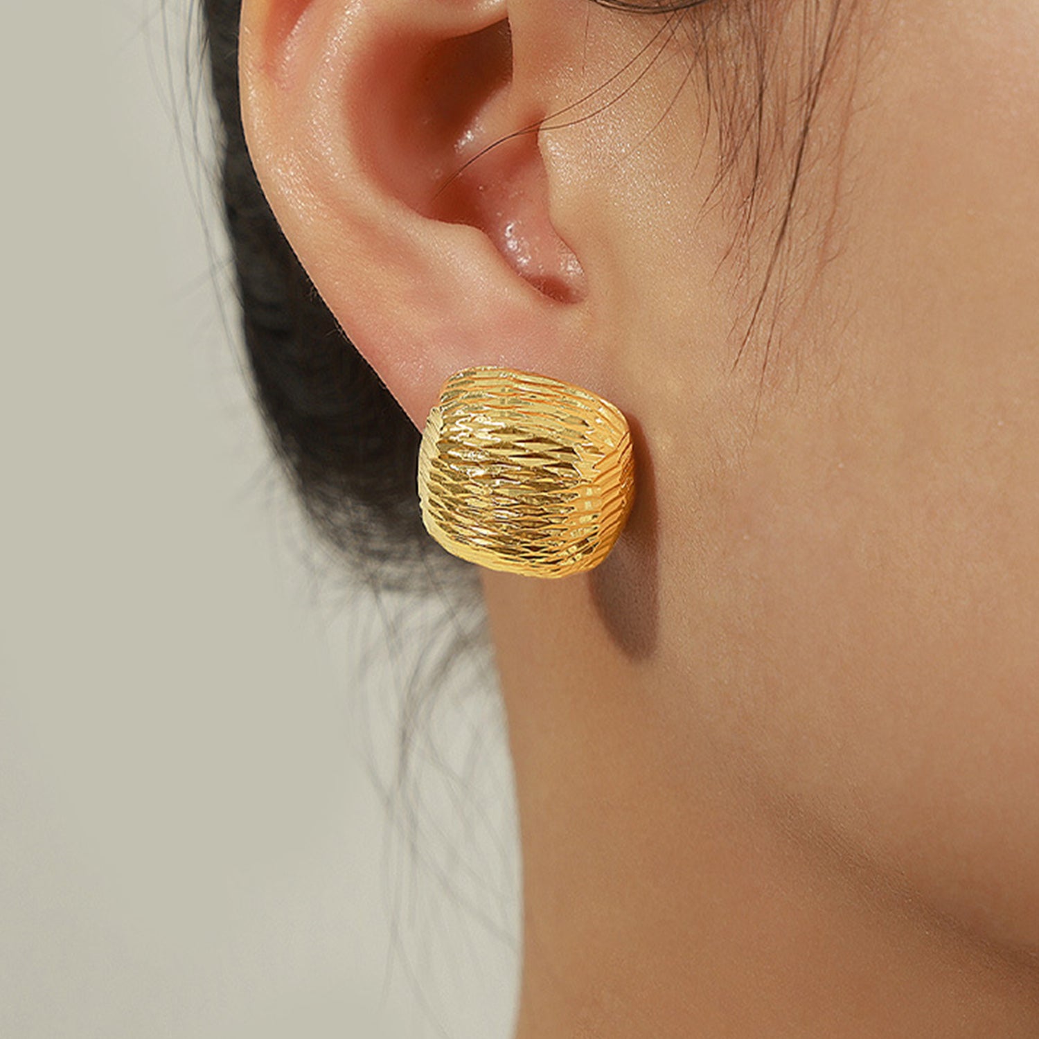 Gold-Plated Geometric Stud Earrings 