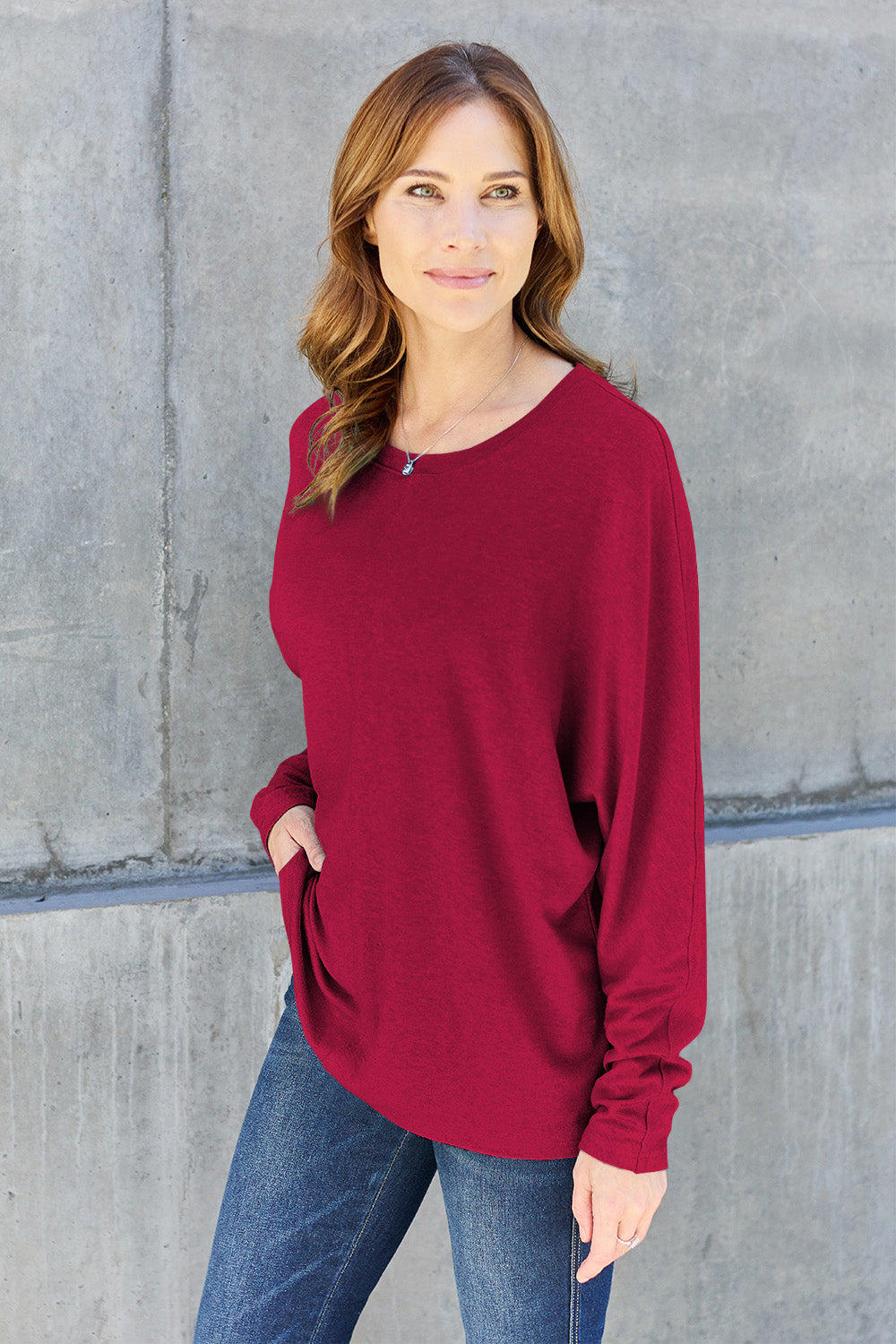Double Take Full Size Round Neck Long Sleeve T-Shirt 