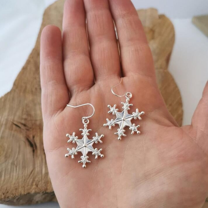 Silver-Plated Snowflakes Earrings 
