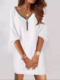 Zip Detail Textured Knit Mini Sweater 