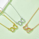 Moissanite 925 Sterling Silver Heart Bow Necklace 