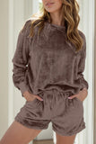 Round Neck Long Sleeve Top and Shorts Lounge Set Lingerie & Nightwear
