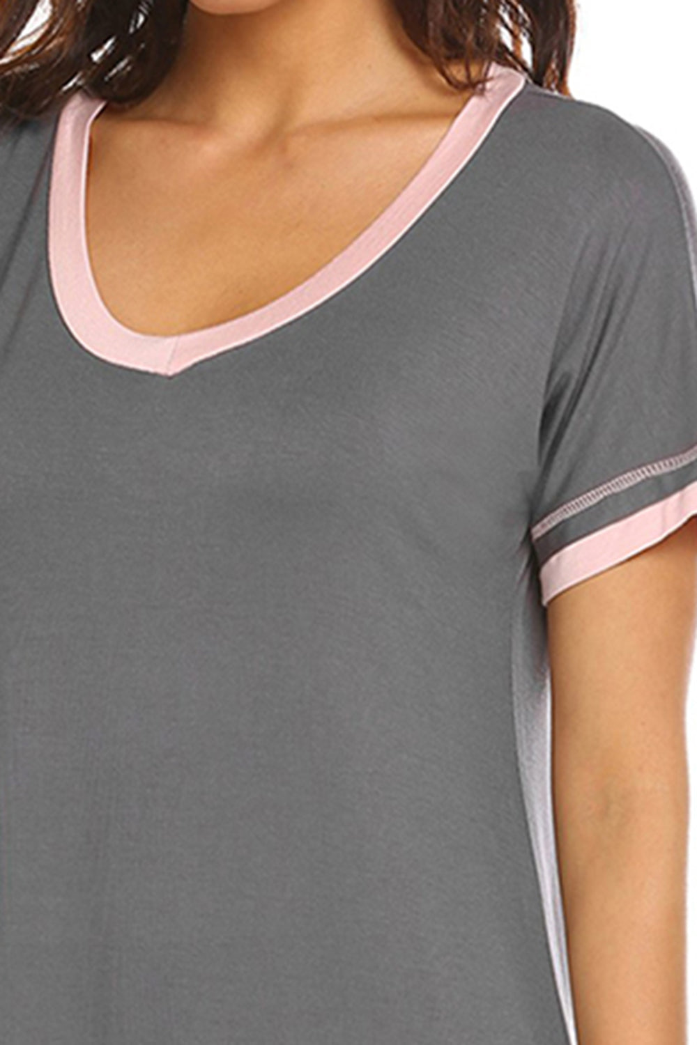 Contrast Trim Short Sleeve Lounge Dress 