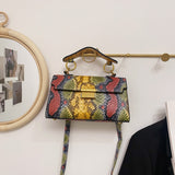 PU Leather Snakeskin Print Crossbody Bag 