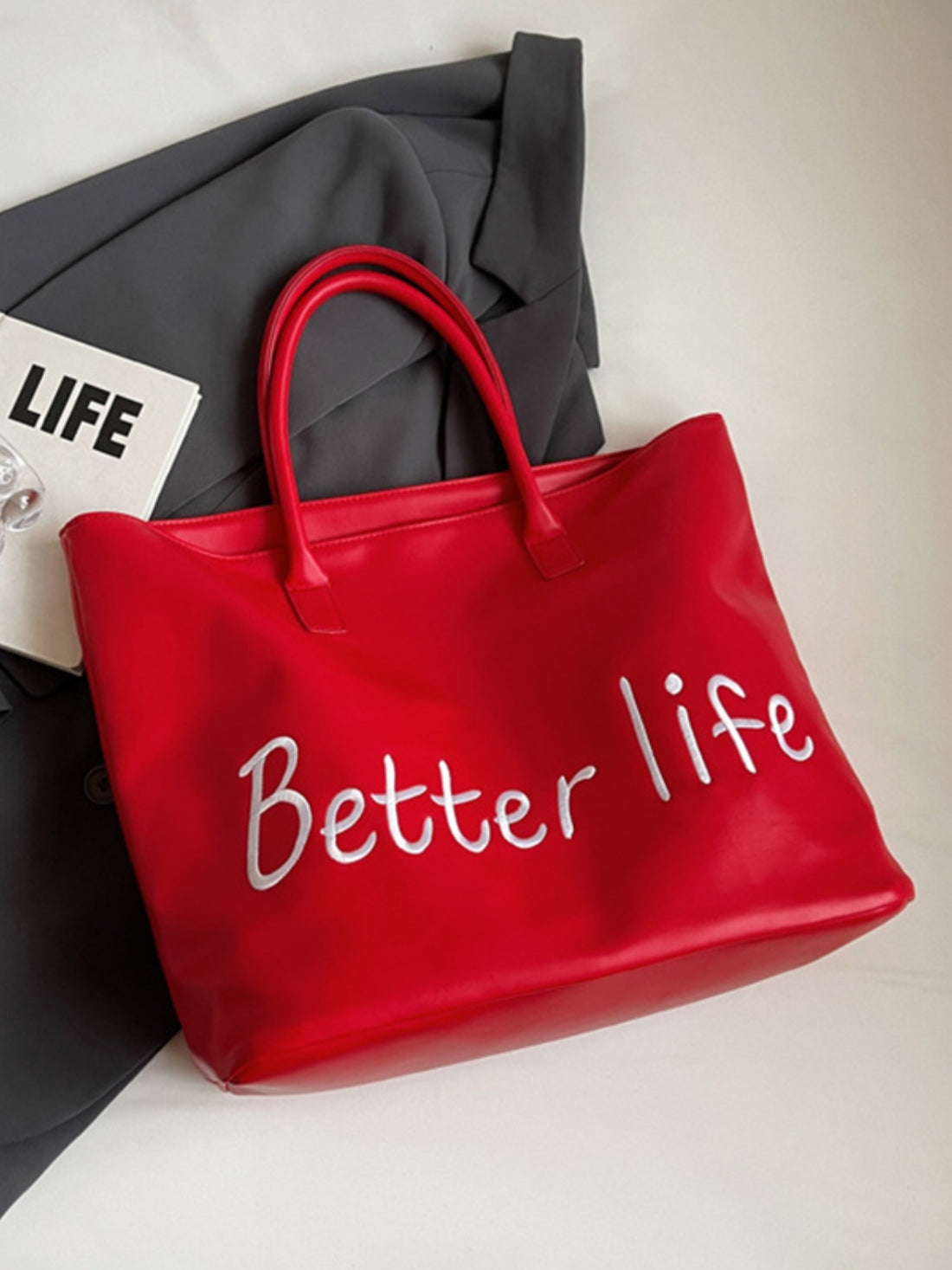 BETTER LIFE PU Leather Tote Bag 