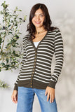 Zenana Full Size Striped Snap Down Cardigan 