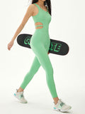 Cutout Asymmetrical Neck Active Jumpsuit 