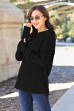 Basic Bae Full Size Ribbed Round Neck Long Sleeve Knit Top 