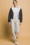Love Tree Zip Up Cropped Hooded Sherpa Reversible Jacket 