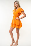 White Birch Full Size Short Sleeve Woven Layered Dress 