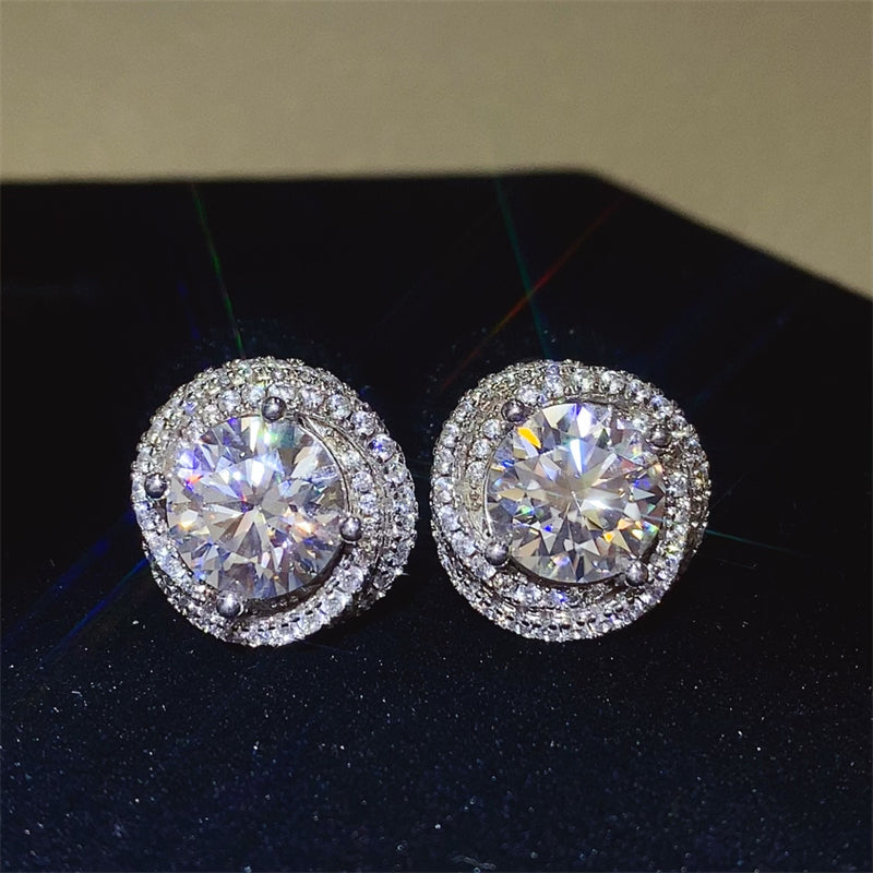 6 Carat Moissanite 925 Sterling Silver Earrings 