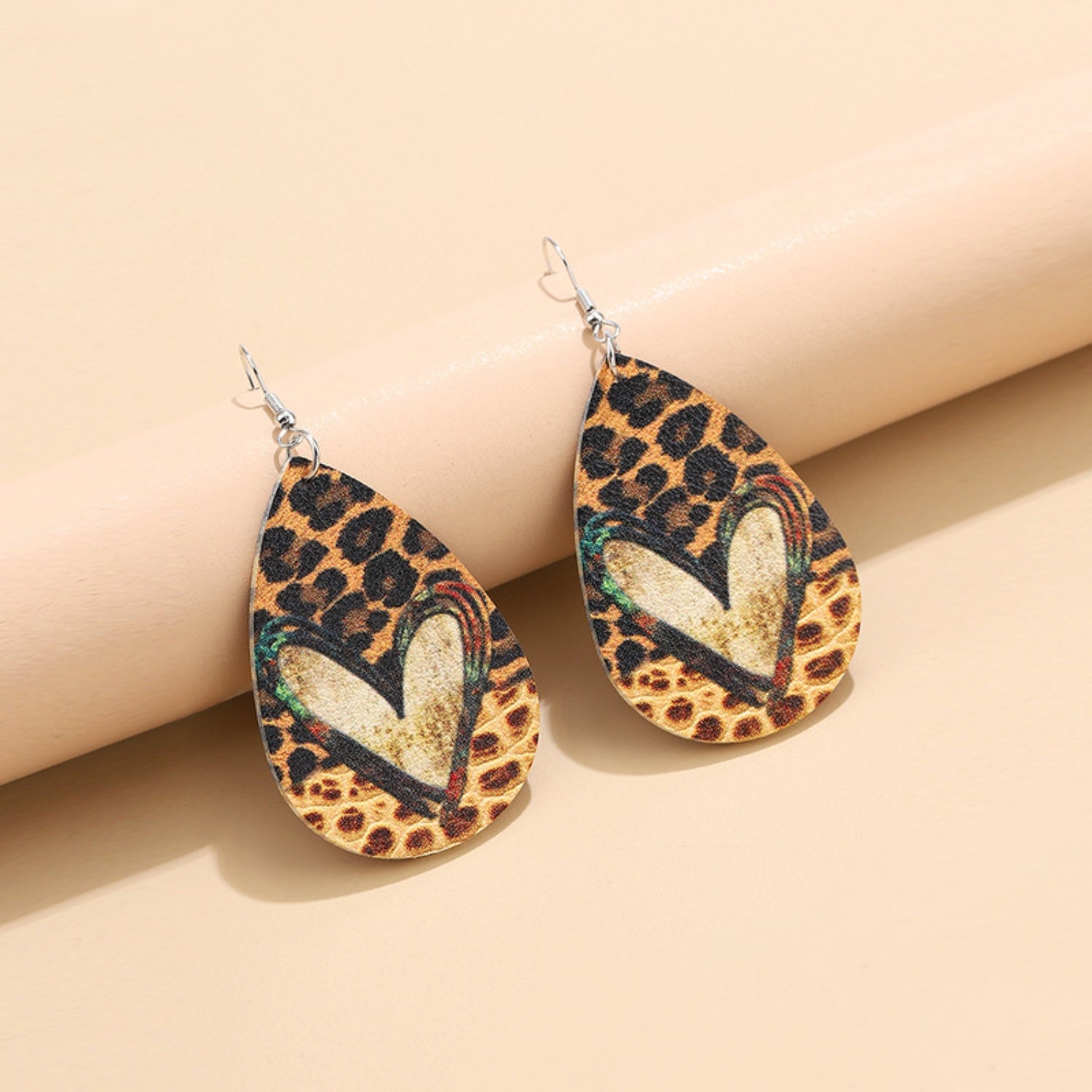 PU Leather Leopard Teardrop Earrings 