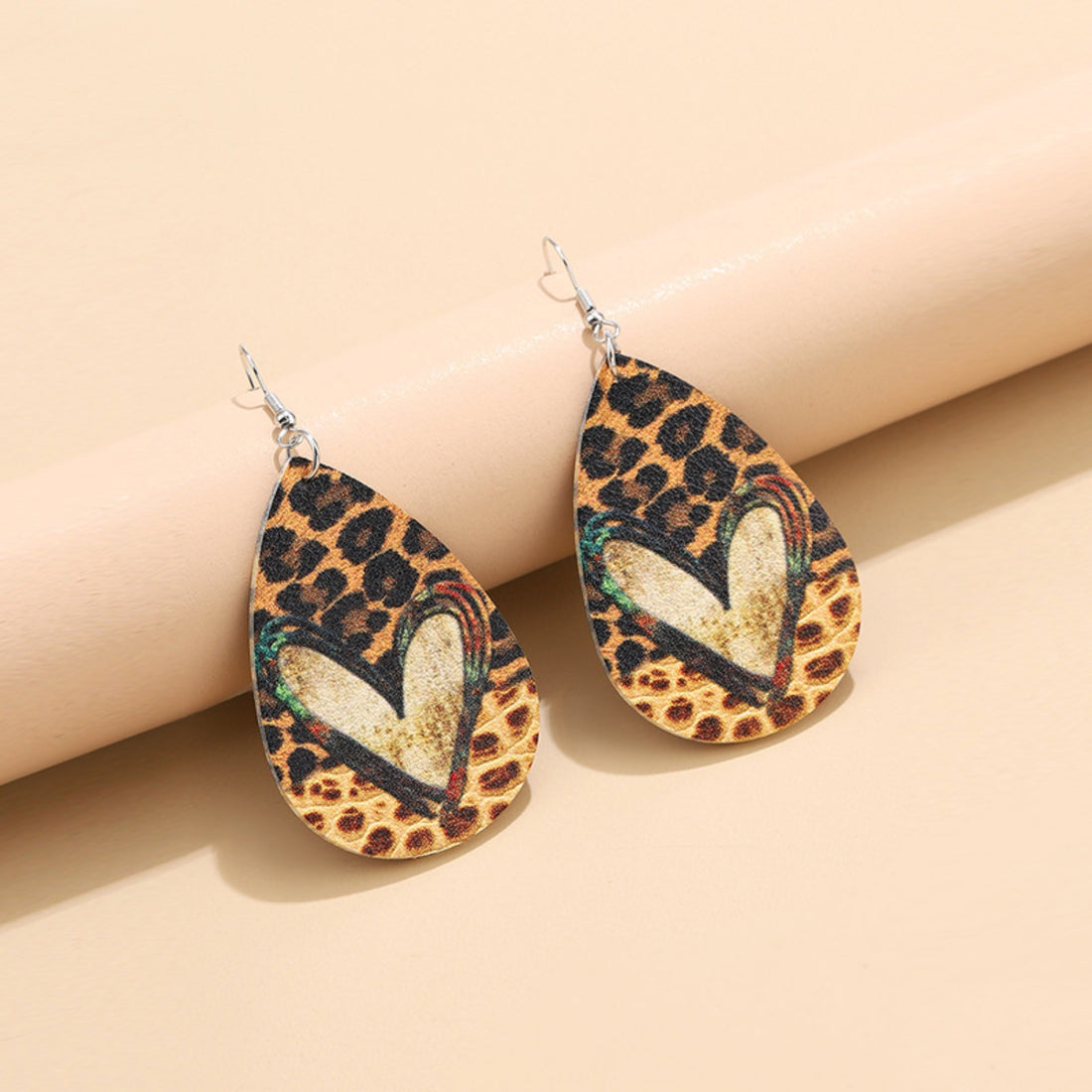 PU Leather Leopard Teardrop Earrings 