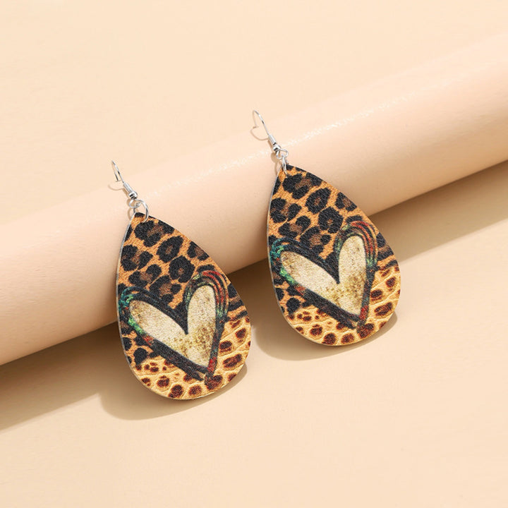 PU Leather Leopard Teardrop Earrings 