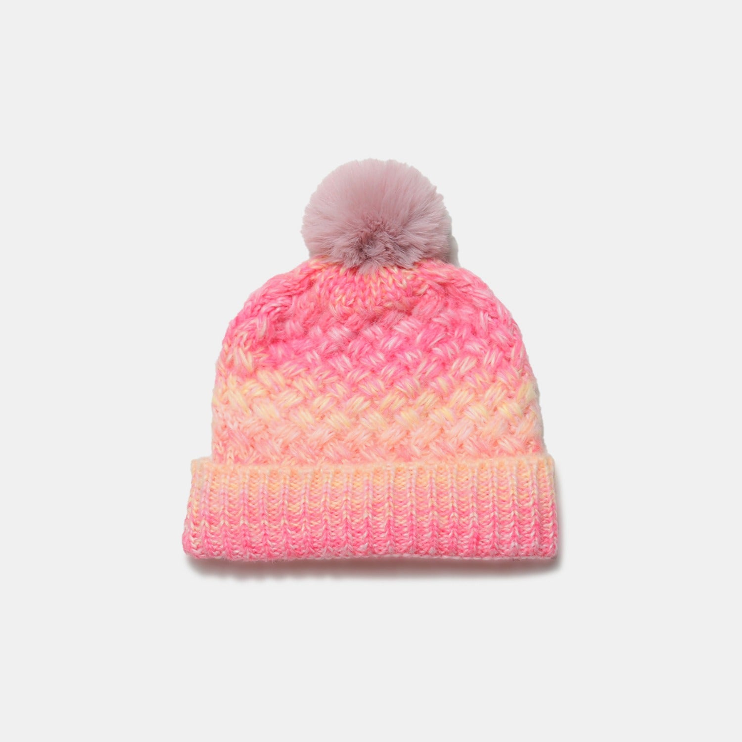 Gradient Knit Hat with Pompom 
