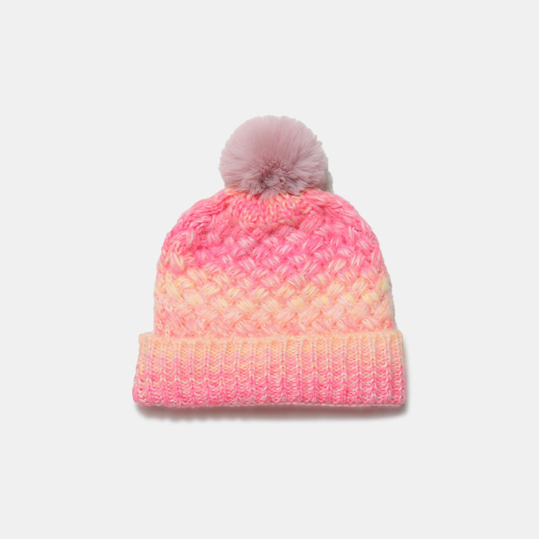 Gradient Knit Hat with Pompom 