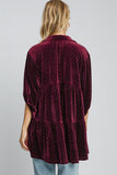 Umgee Full Size Polka Dot Button Up Half Sleeve Shirt 