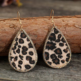 Zircon PU Leopard Teardrop Earrings 