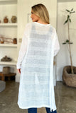 Double Take Full Size Open Front Longline Cardigan 