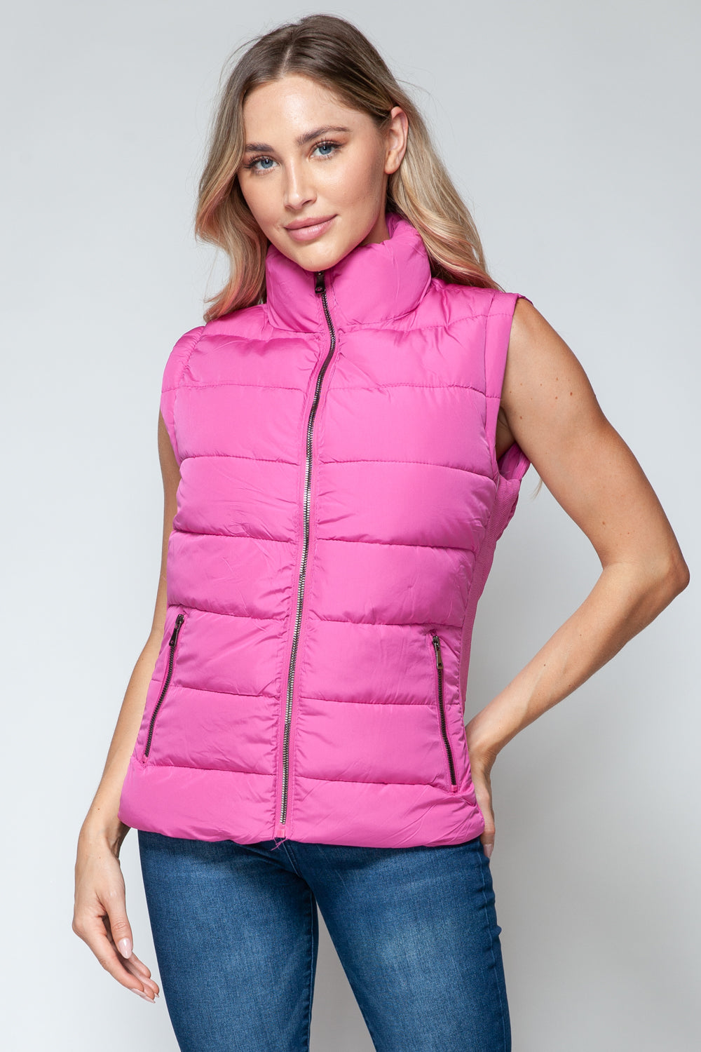 Snobbish Zip Up Turtleneck Vest with Pockets 