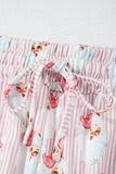 Santa Print Long Sleeve Top and Pants Lounge Set 