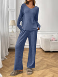 Ribbed Long Sleeve Top and Pants Lounge Set Lingerie & Nightwear